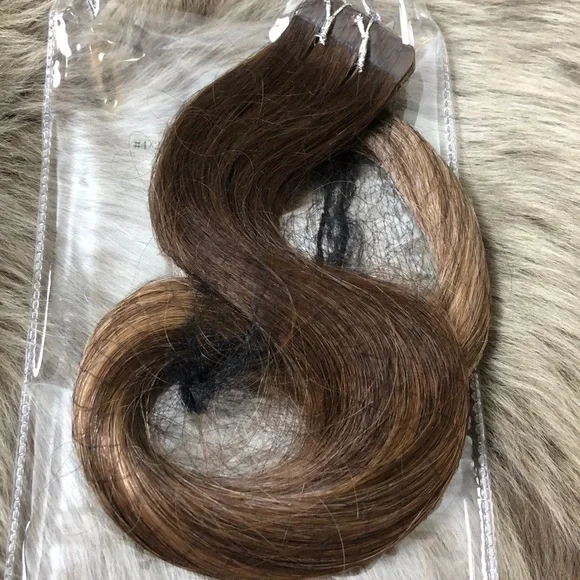 3 20” #4 Brownto #27 +14 & 4 HUMAN HAIR TAPEINS Wigs & Extensions